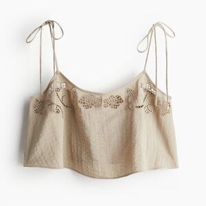 H&M Tan Sleeveless Crop Camisole with Tie Front